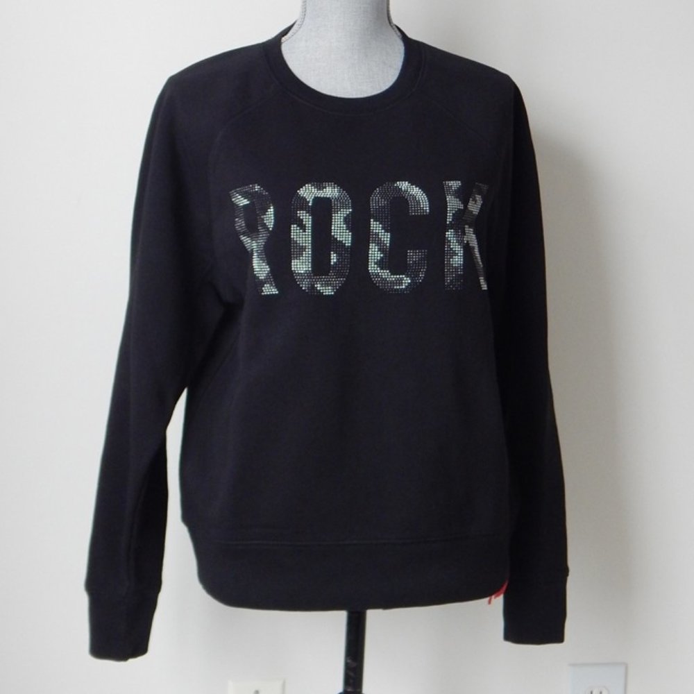 NWT Zadig & Voltaire Upper Camo Strass Rhinestone Raglan Black Sweater Top